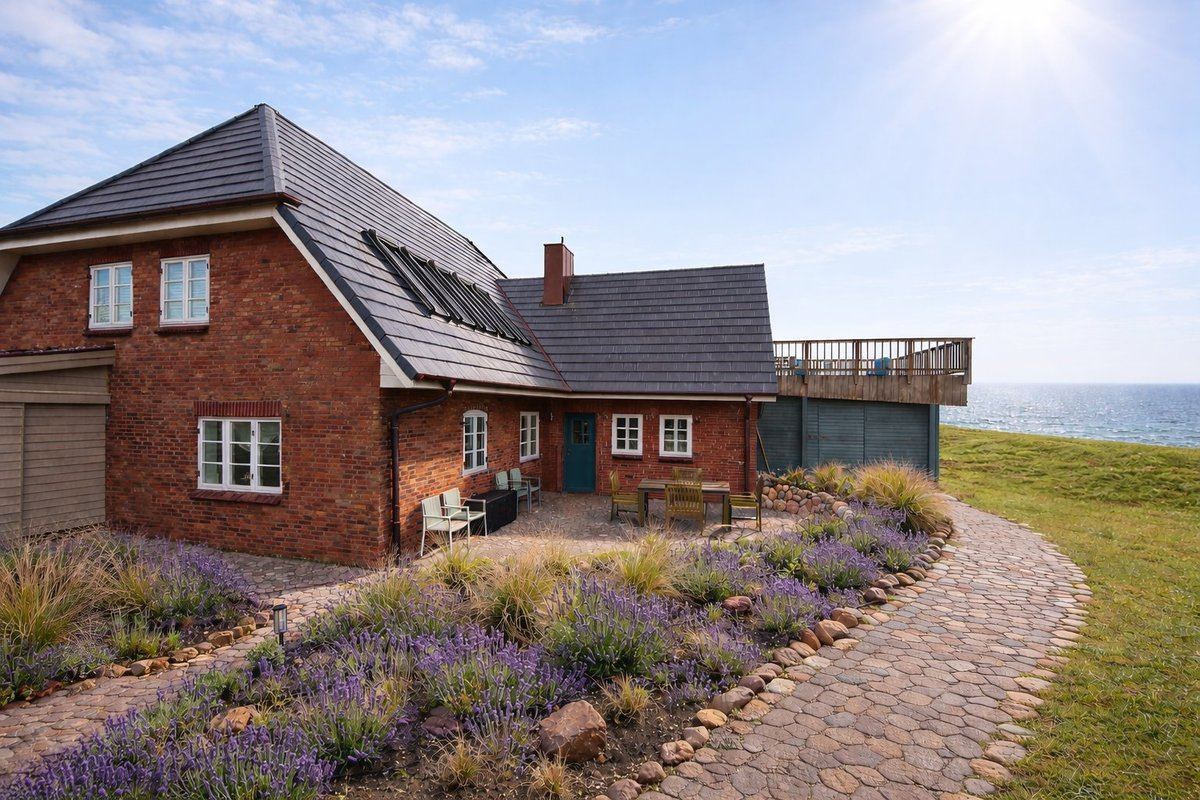 Kapitänshaus Hallig Langeness mit Sonnendeck und Meerblick